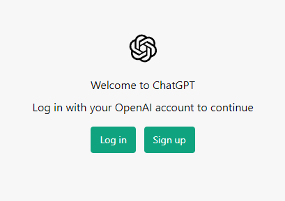 The openai chat login page.